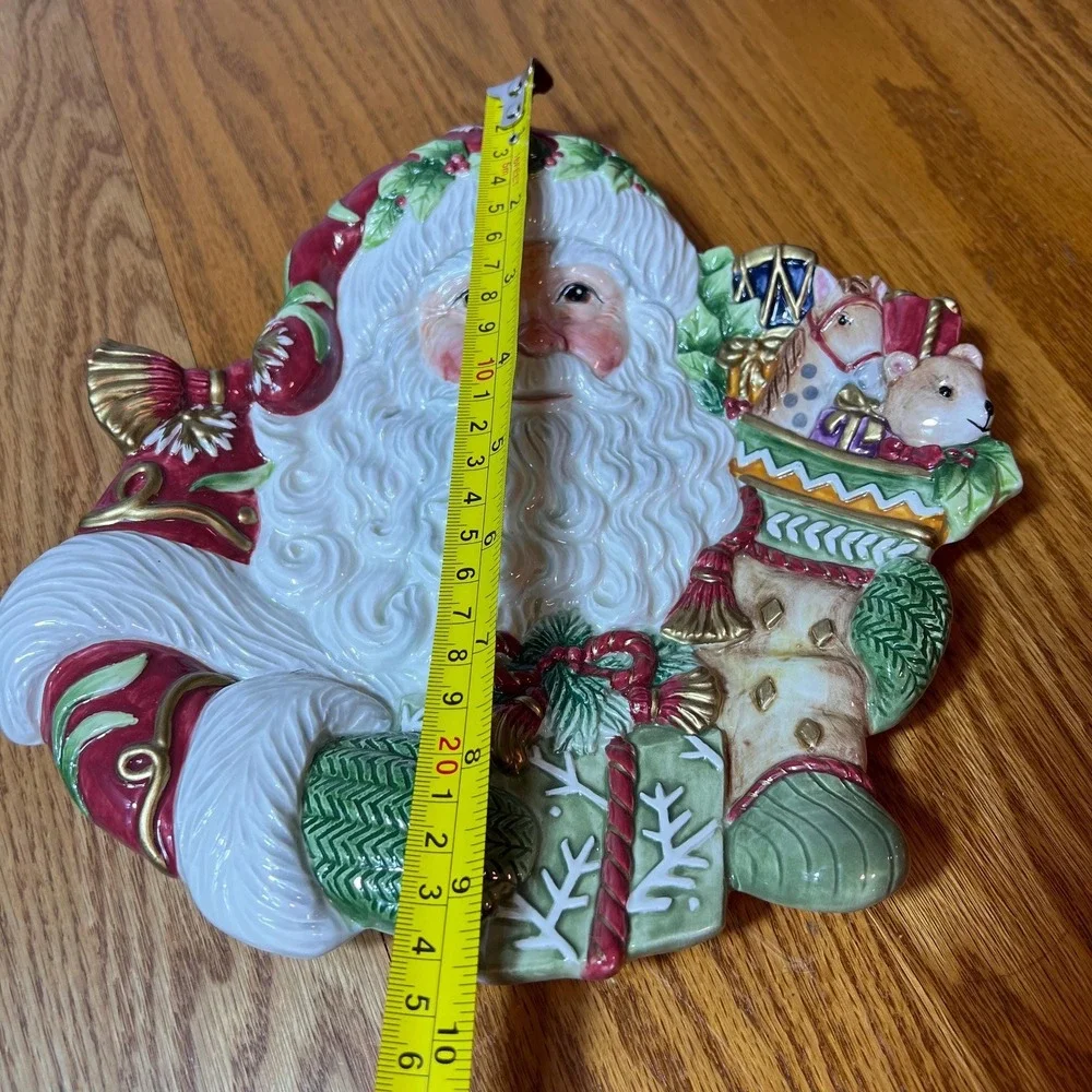 Vintage Fitz & Floyd Winter Holiday Santa Ceramic Platter Plate Christmas 10